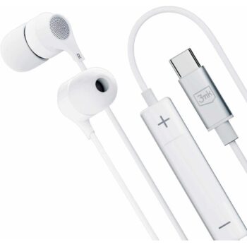 3mk Wired Earphones drôtové slúchadlá s USB-C biela
