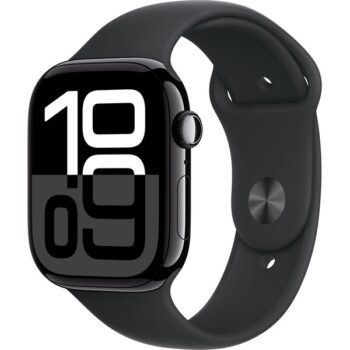 Apple Watch Series 10 42mm Klavírno čierny hliník s čiernym športovým remienkom S/M