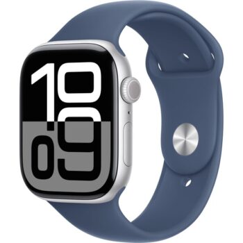 Apple Watch Series 10 46mm Strieborný hliník s denimovým športovým remienkom M/L