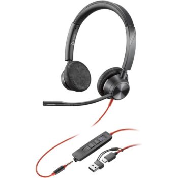 Poly Blackwire 3325 Microsoft Teams Certified headset + 3.5mm Plug a USB-C/A adaptér