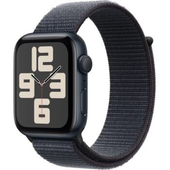 Apple Watch SE (2024) 44mm Temne atramentový hliník s atramentovo fialovým prevliekacím remienkom