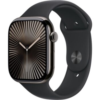 Apple Watch Series 10 Cellular 42mm Bridlicovo šedý titán s čiernym športovým remienkom S/M
