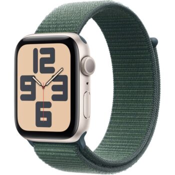 Apple Watch SE (2024) 40mm Hviezdne biely hliník s jazerne zeleným prevliekacím remienkom
