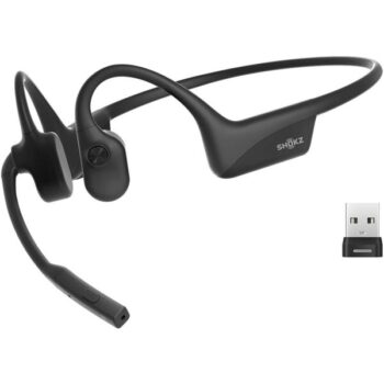 Shokz OpenComm2 UC (2025) Bluetooth slúchadlá pred uši s adaptérom USB-A čierna