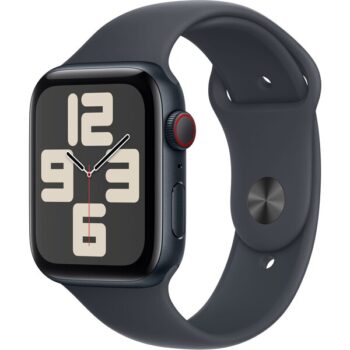 Apple Watch SE (2024) Cellular 44mm Temne atramentový hliník s atramentovým športovým remienkom M/L