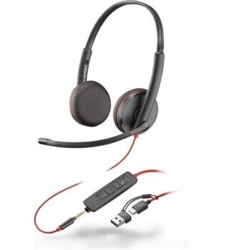 Poly Blackwire 3225 Headset + 3.5mm plug a USB-C/A adaptér