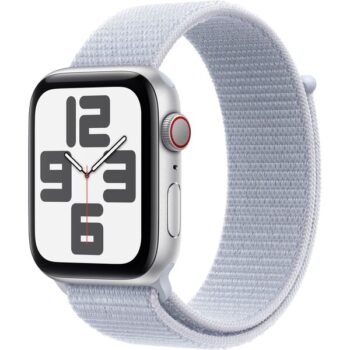 Apple Watch SE (2024) Cellular 44mm Strieborný hliník s oblačne modrým prevliekacím remienkom