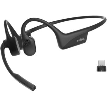 Shokz OpenComm2 UC (2025) Bluetooth slúchadlá pred uši s adaptérom USB-C čierna