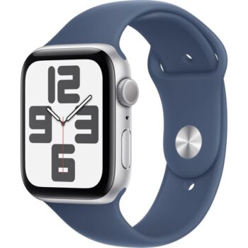 Apple Watch SE (2024) 44mm Strieborný hliník s denimovým športovým remienkom S/M