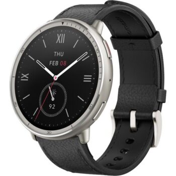 Amazfit Active 2 NFC kožené múdre hodinky čierne