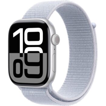 Apple Watch Series 10 Cellular 42mm Strieborný hliník s oblačne modrým prevliekacím remienkom