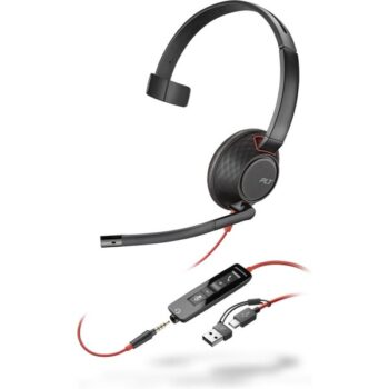 Poly Blackwire 5210 headset + 3.5mm Plug a USB-C/A adaptér